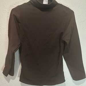 Spark Turtleneck Top Long‎ Sleeve Layering Tee Basic Brown L/XL